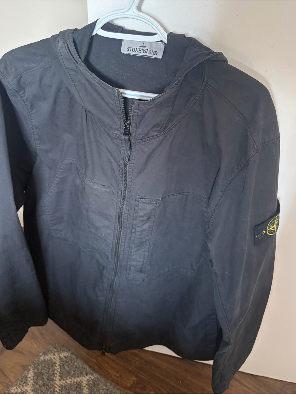 Stone Island Men’s Cotton Shirt-Jacket Garment Dyed Black Made in Italy Sz XL
